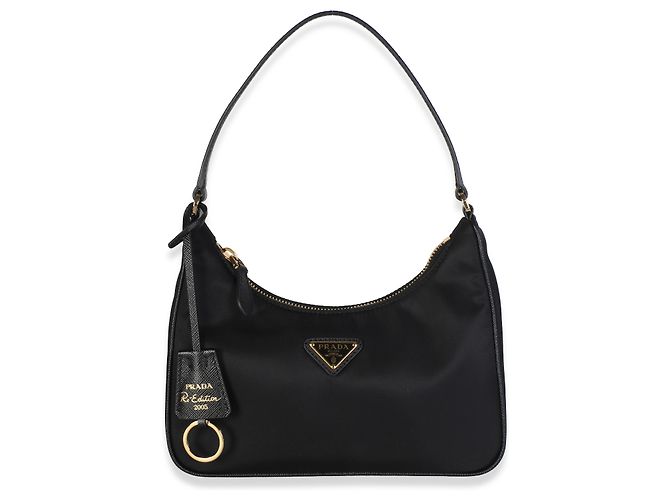 Bolsa Prada Mini Re-Edition 2005 em Re-Nylon e Saffiano Preta Preto