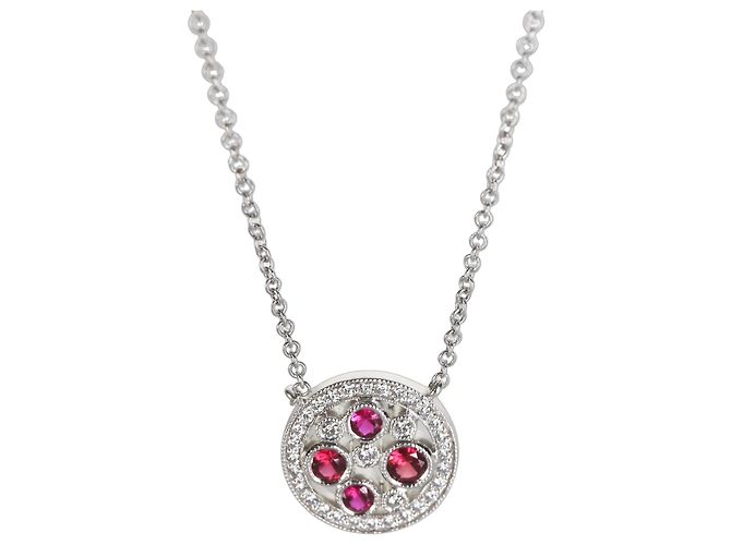Tiffany & Co. Platinum Ruby and Diamond Cobblestone Pendant
