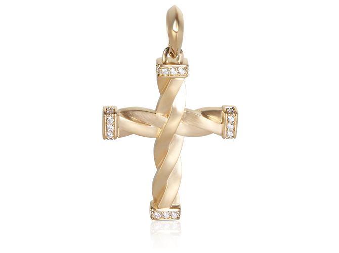 Pendente Croce Helios David Yurman in Oro Giallo e Diamanti