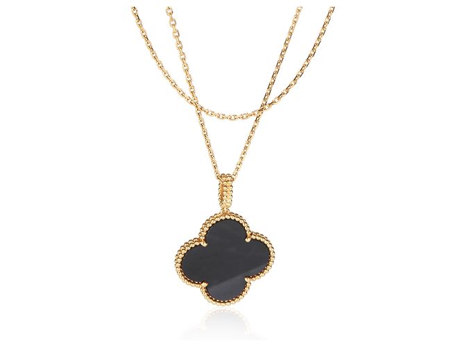 Colar Magic Alhambra Van Cleef & Arpels em ouro amarelo e ônix