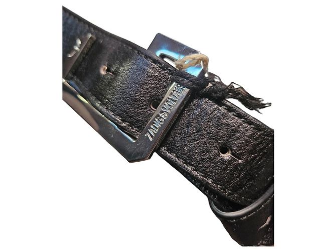 Zadig & Voltaire Leather Bag Charm in Black Silver hardware