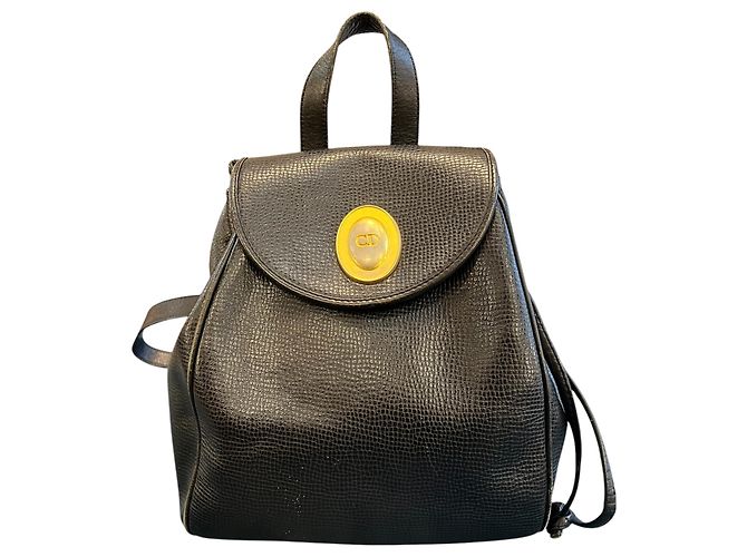 Black Christian Dior Leather Backpack