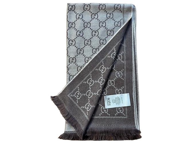 Cachecol Gucci GG Supreme em lã - Castanho Marrom