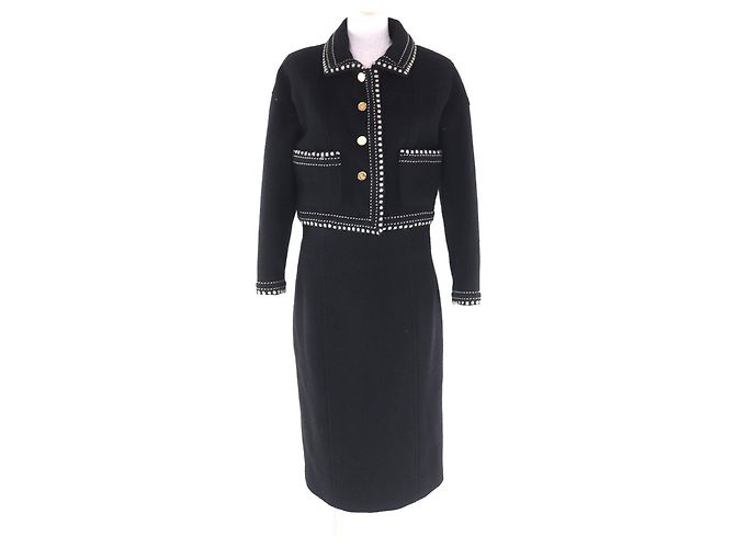 CHANEL Wool Silk 2piece Set Black