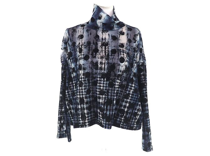 Autre Marque Y's Polyester T-Shirt Schwarz Blau Marineblau