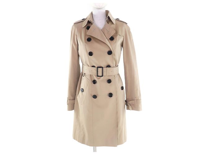 Burberry London Trench Coat em algodão e couro Bege