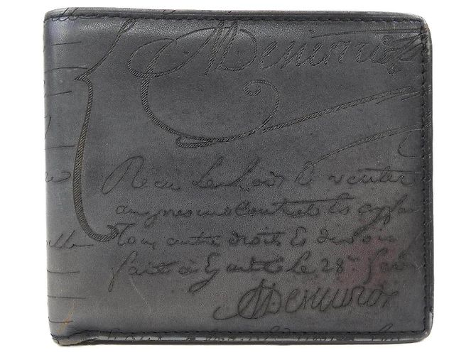 Cartera de cuero Berluti Makore Scritto Castaño
