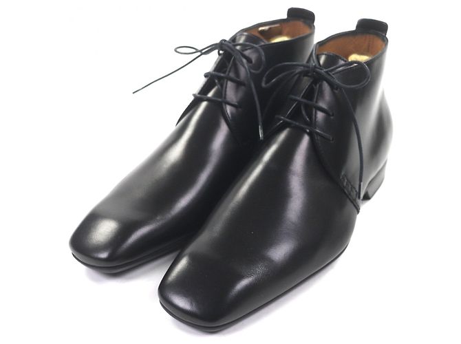 Stivaletti stringati in pelle e metallo con logo LV Louis Vuitton Nero