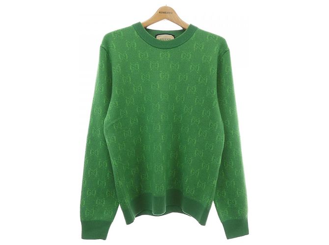 Gucci GG Woll-Jacquard-Pullover Grün