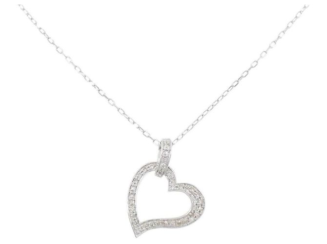 Autre Marque Au750 Herz-Diamant-Halskette Silber