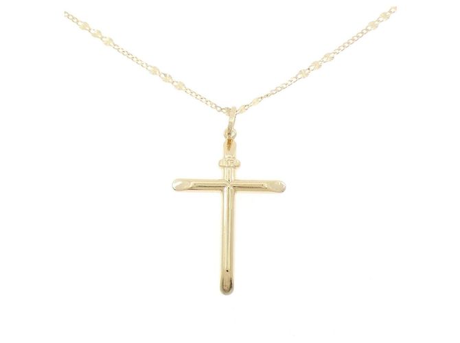 Autre Marque Collana Croce in Oro Giallo 750 D'oro