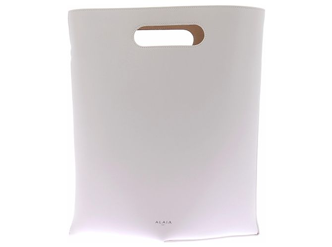 Bolsa saco Alaïa em couro creme 25 cm Branco