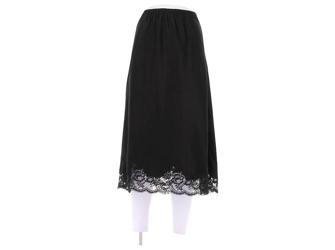 Paco Rabanne Gonna midi nera in pizzo e seta Nero