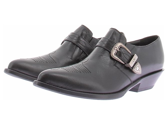 Paco Rabanne Botas texanas curtas em couro preto