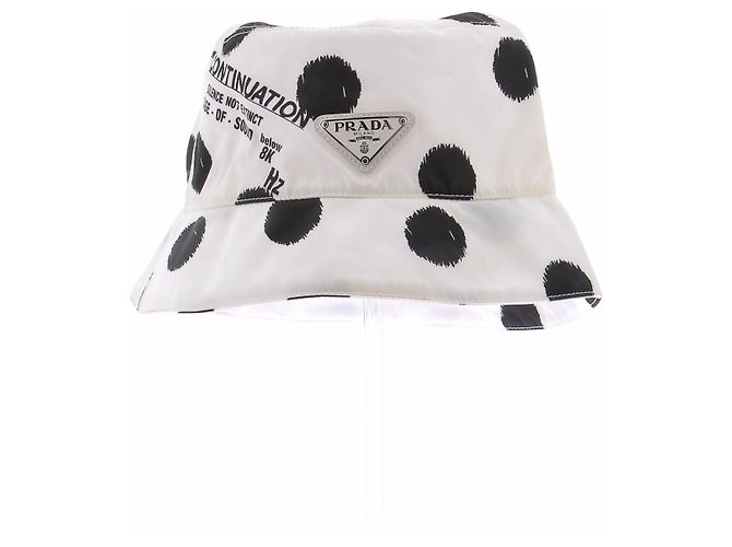 Prada Chapéu branco com bolinhas pretas