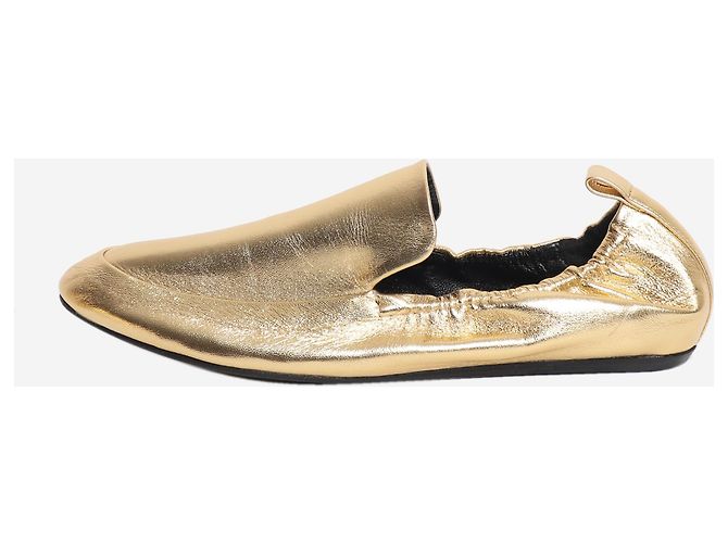 Lanvin Gold metallic elasticated loafers - size EU 39 Golden