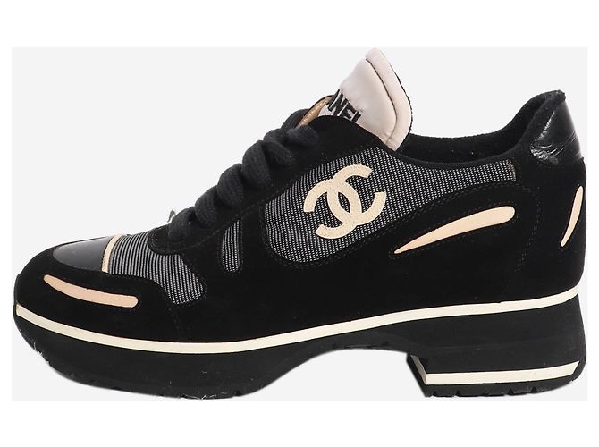 Chanel Baskets à talons Black 24C - taille EU 39.5 Noir