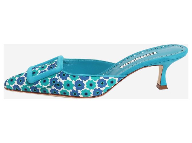 Manolo Blahnik Blaue Blumen-Mules - size EU 39