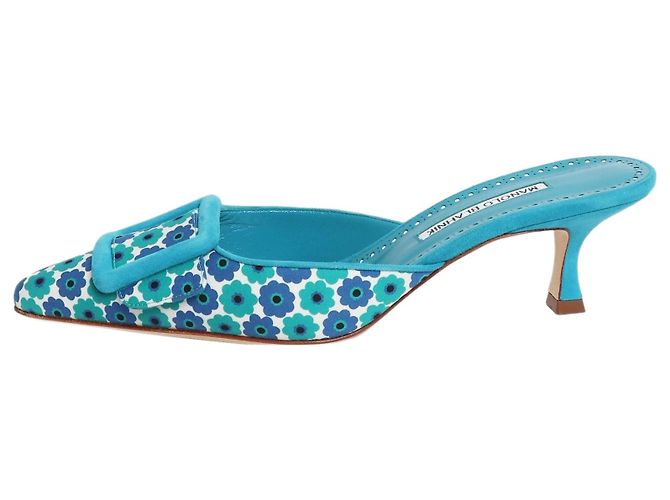 Manolo Blahnik Mules à fleurs bleues - size EU 39