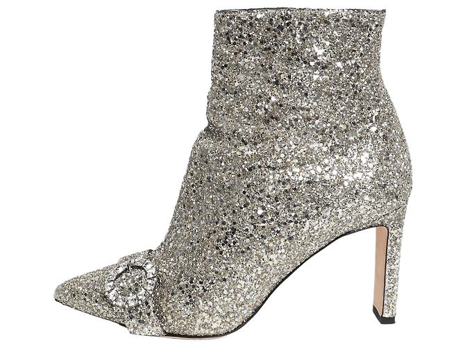 Jimmy Choo Botas de cano curto prateadas com glitter - size EU 39 (UK 6) Prata