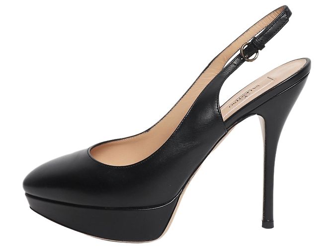 Valentino Black leather slingback pumps - size EU 39