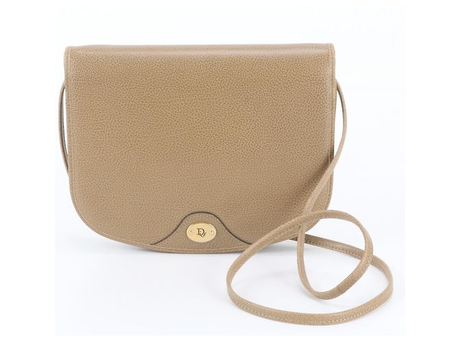 Borsa a tracolla Christian Dior in pelle beige