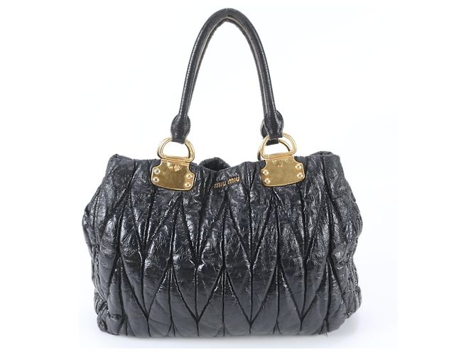 Sac cabas Miu Miu en cuir Matelassé Noir