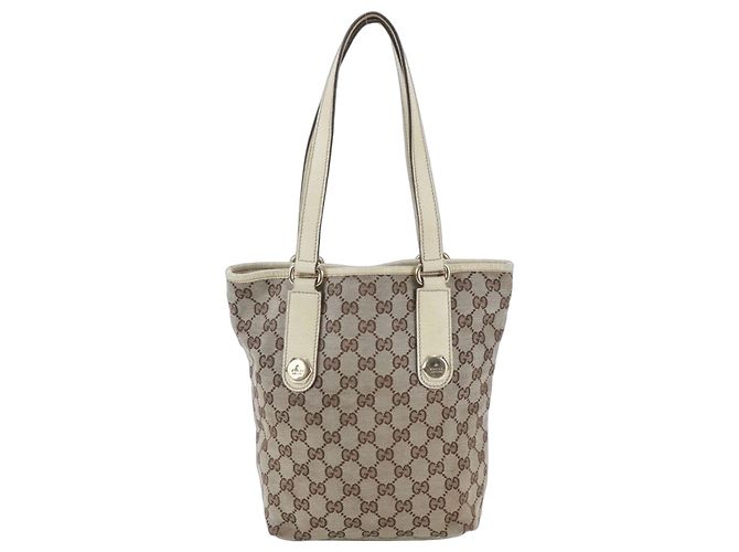 Borsa Tote a Secchiello Gucci GG Canvas Leather Marrone