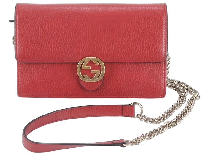 Borsa a catena 2-Way in pelle Gucci Interlocking G Rosso