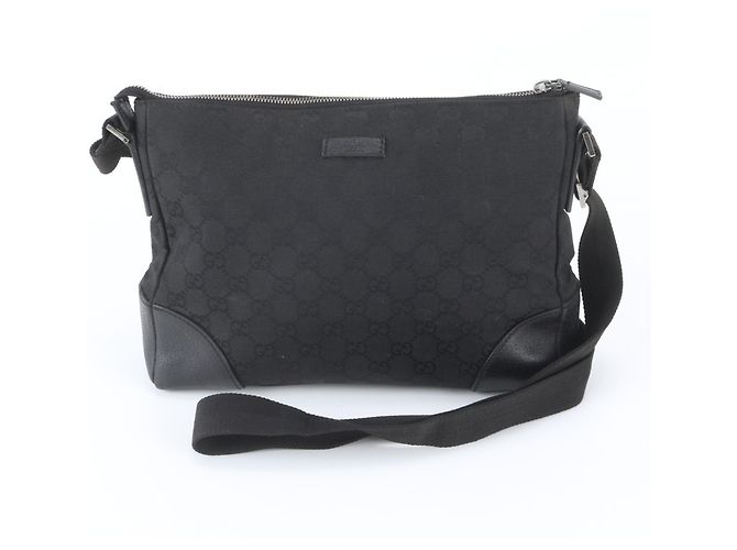 Borsa a tracolla Gucci GG Canvas Leather Nero