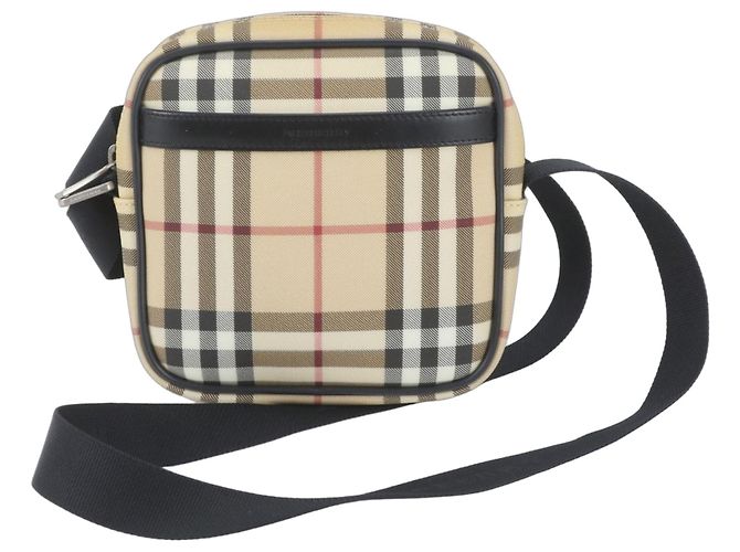 Burberry Nova Check Leather Shoulder Bag Beige