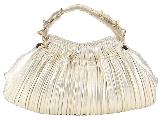 Sac à main cabas Miu Miu en cuir doré