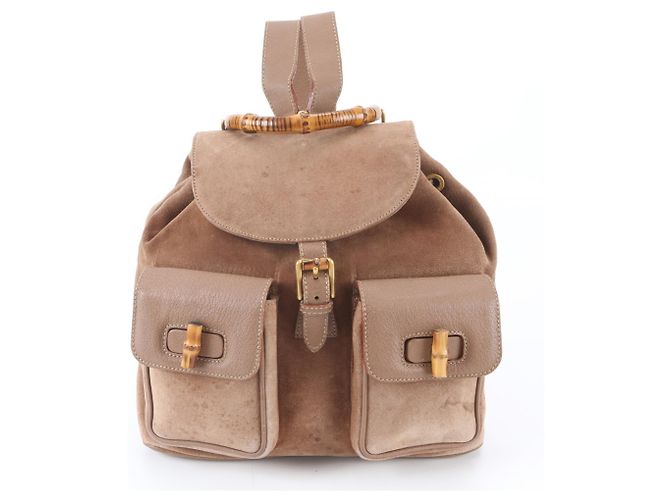 Bolsa de Ombro em Couro Gucci Old Bamboo Marrom