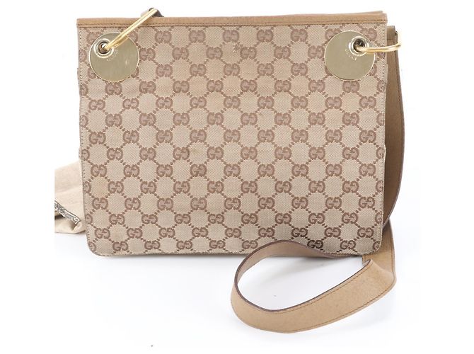 Bolso de hombro Gucci GG Canvas Eclipse de piel Castaño Beige