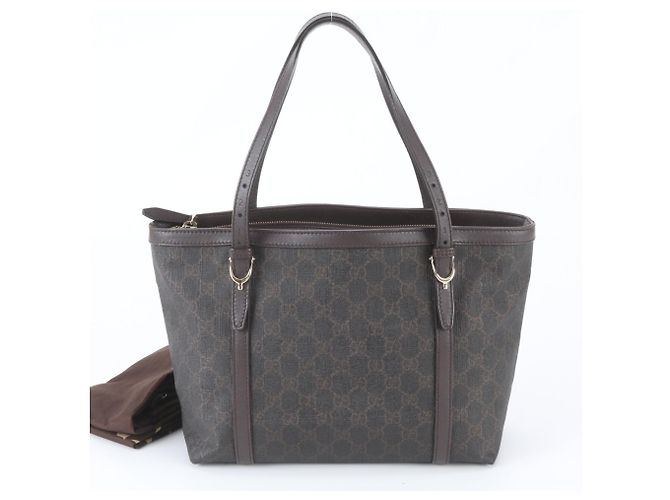 Saco Tote Gucci GG Supreme Nice em couro Marrom