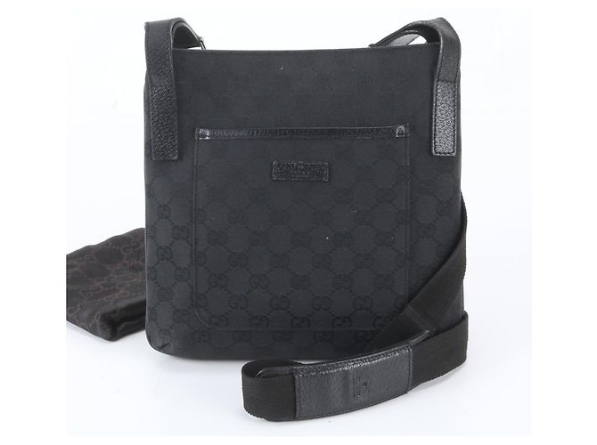 Borsa a tracolla Gucci GG Canvas Leather Nero