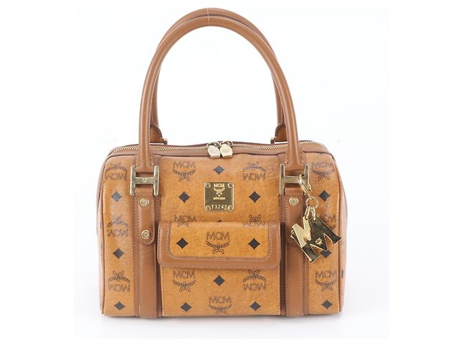 Saco Tote em couro MCM Visetos Monogram Marrom