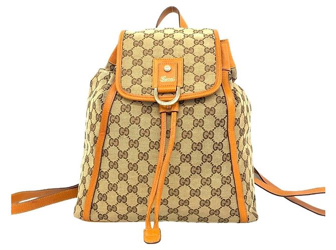 Gucci Vintage GG Logo Canvas Leather Backpack