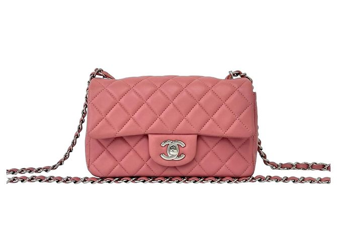 Sac à épaule à chaîne Chanel Matelassé Coco Mark en cuir agneau Rose