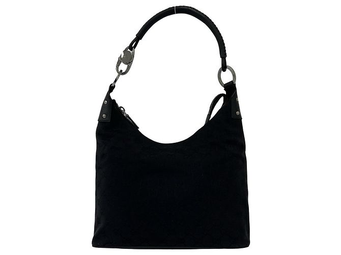 Bolsa Gucci em lona e couro preto