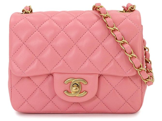 Bolsa de Ombro Chanel Mini Matelasse com Corrente em Rosa