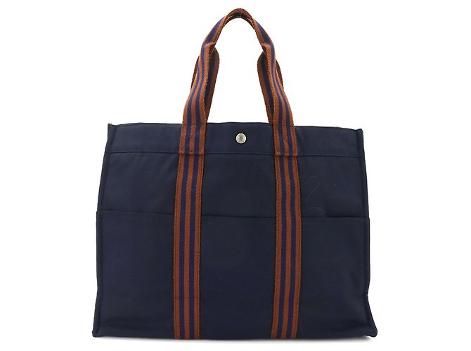 Hermès Borsa Tote Hermes Fourre Tout GM Marrone Blu navy