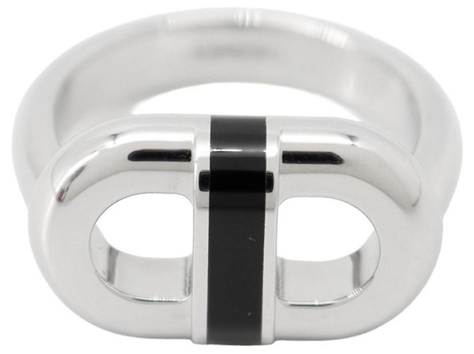 Ring Hermès Anillo Hermes Maillon Silver Band, Talla 9.5 Plata