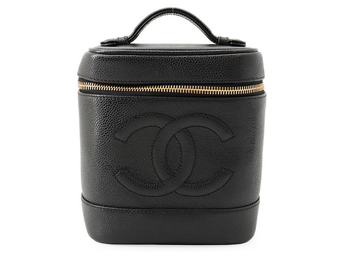 Bolsa Vanity Chanel em couro de bezerro granulado preto