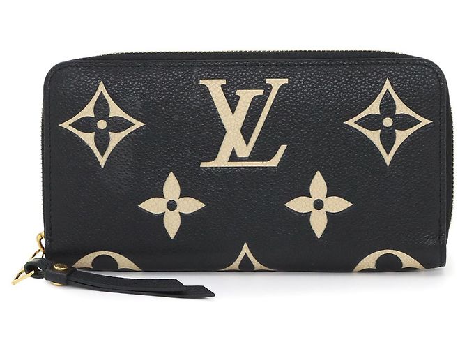 Louis Vuitton Bicolor Monogram Empreinte Zippy Wallet Black Multiple colors Beige