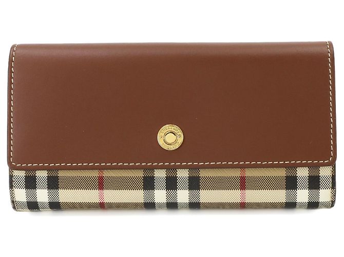 Burberry Nova Check Bi-fold Long Wallet Brown Beige