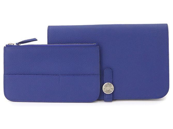 Hermès Hermes Dogon GM Bi-fold Long Wallet Blue