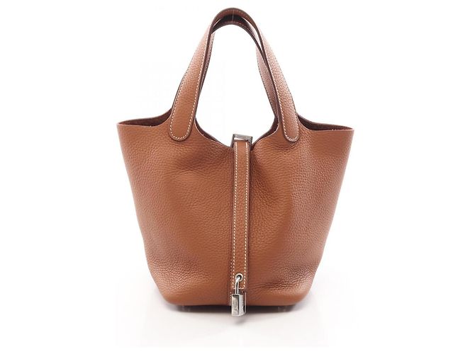 Hermès Bolsa Hermes Picotin Lock PM em Brown Marrom