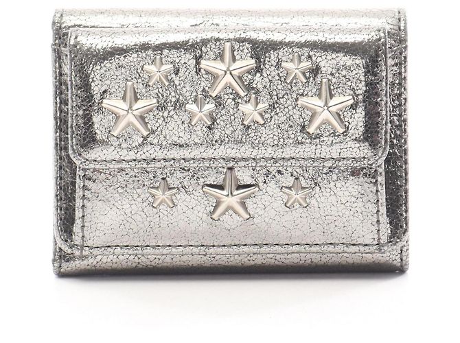 Jimmy Choo NEMO Star Studded Tri-fold Wallet Silvery