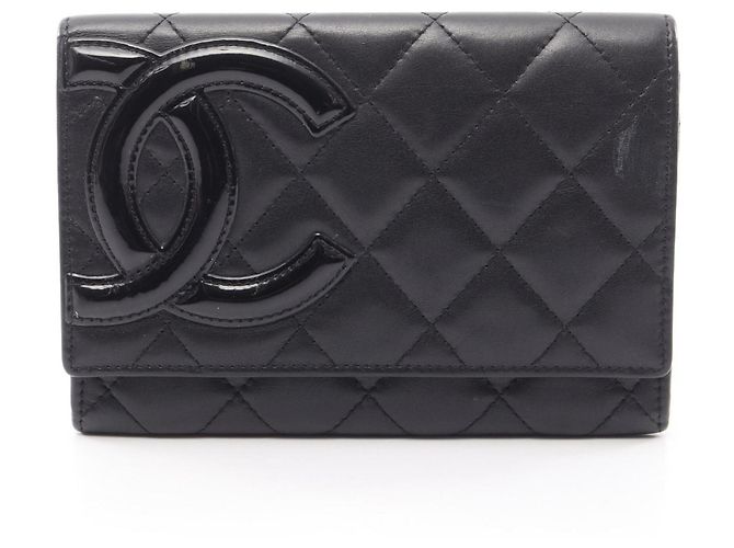Chanel Cambon Line Bi-fold Geldbörse Schwarz